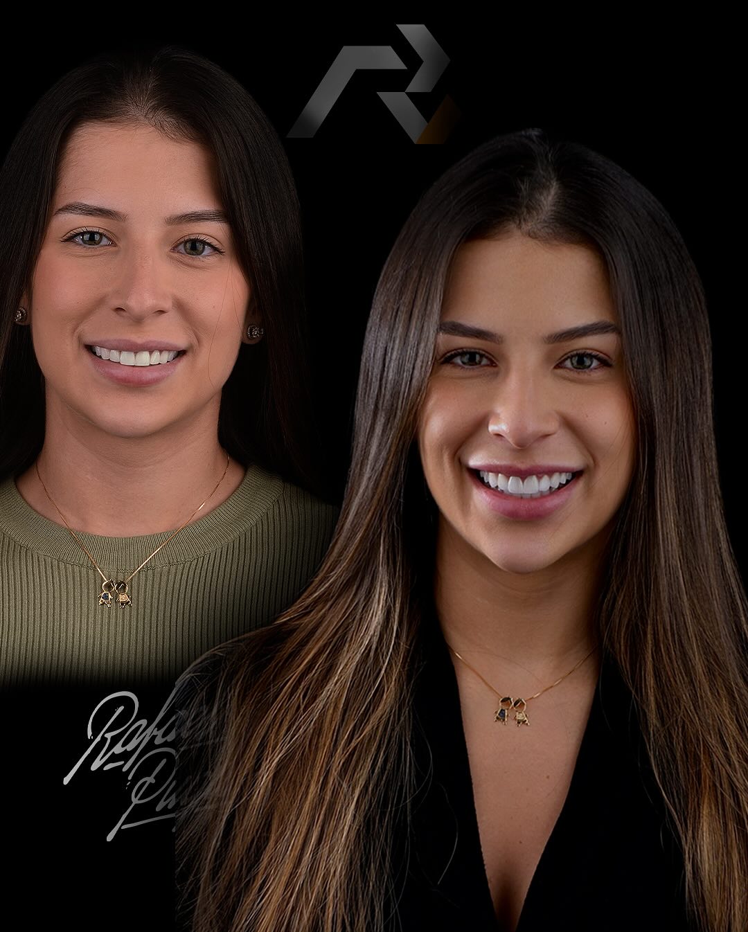 Dentes superiores e retratos comparativos. Imagem integral do registro.